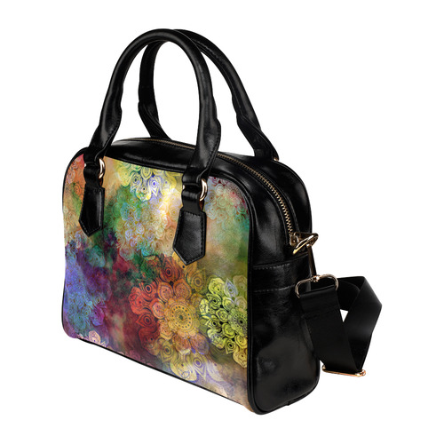 WATERCOLOR MANDALA dark grunge style pattern Shoulder Handbag (Model 1634)