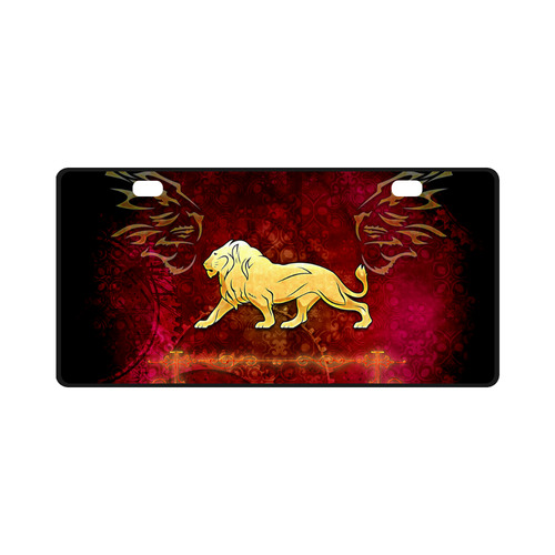 Golden lion on vintage background License Plate