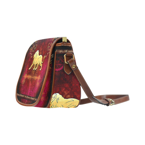 Golden lion on vintage background Saddle Bag/Large (Model 1649)