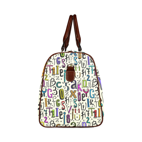 Letters Numbers Stars Typography Pattern Colored Waterproof Travel Bag/Small (Model 1639)