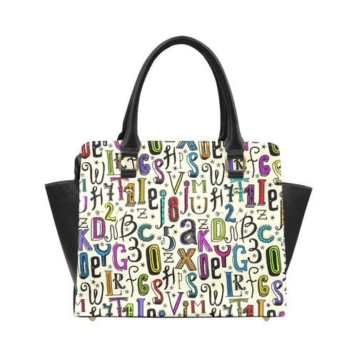 Letters Numbers Stars Typography Pattern Colored Classic Shoulder Handbag (Model 1653)