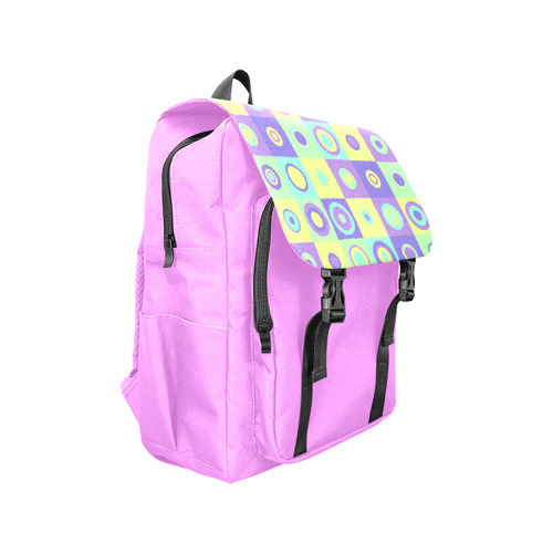 Green and Purple Chequered Buttons Casual Shoulders Backpack (Model 1623)