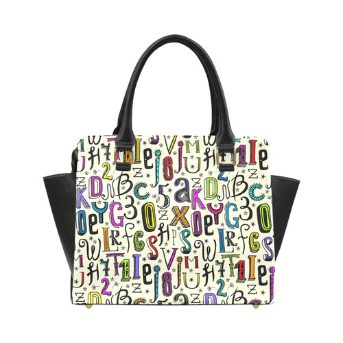 Letters Numbers Stars Typography Pattern Colored Classic Shoulder Handbag (Model 1653)