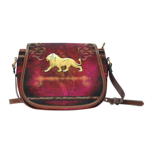 Golden lion on vintage background Saddle Bag/Small (Model 1649) Full Customization