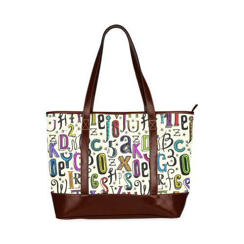 Letters Numbers Stars Typography Pattern Colored Tote Handbag (Model 1642)