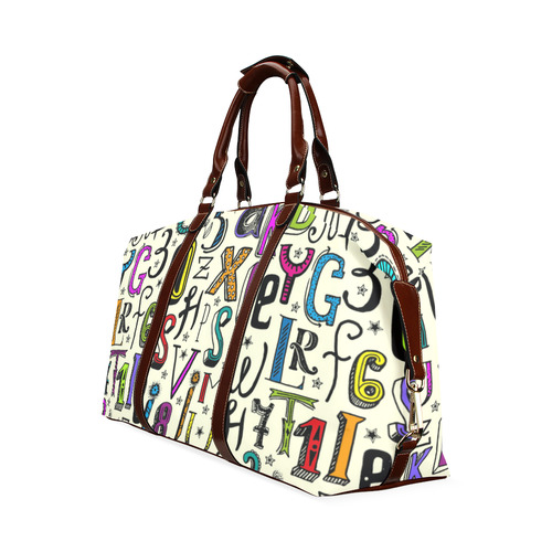 Letters Numbers Stars Typography Pattern Colored Classic Travel Bag (Model 1643) Remake