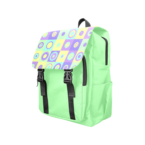 Green and Purple Chequered Buttons Casual Shoulders Backpack (Model 1623)