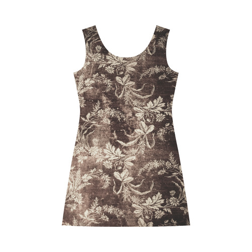 Grunge vintage floral pattern in dark brown Bateau A-Line Skirt (D21)