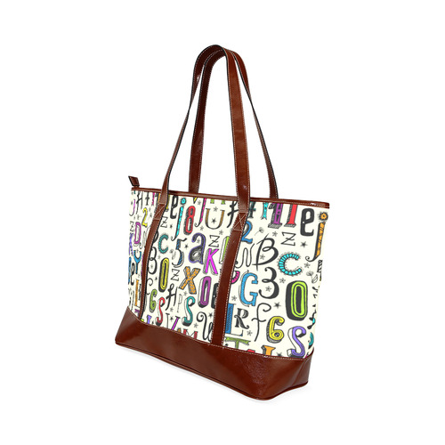 Letters Numbers Stars Typography Pattern Colored Tote Handbag (Model 1642)