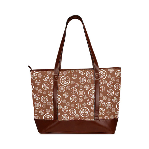 Dots Circle Flower Power Pattern white Tote Handbag (Model 1642)