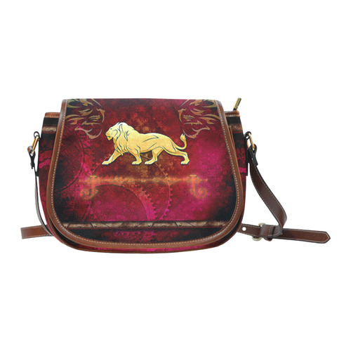 Golden lion on vintage background Saddle Bag/Large (Model 1649)