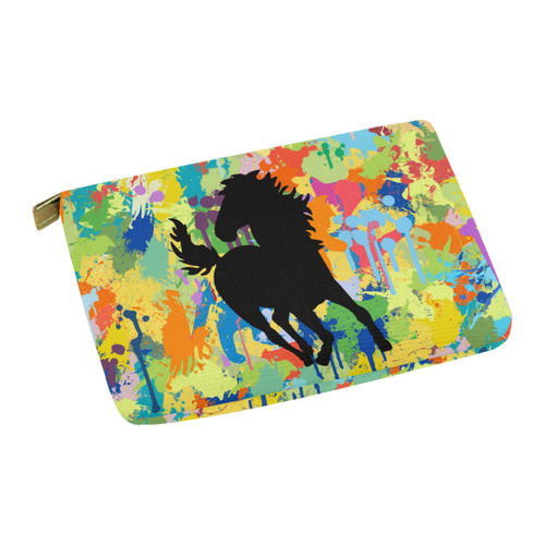 Horse Shape Template Colorful Splash Carry-All Pouch 12.5''x8.5''