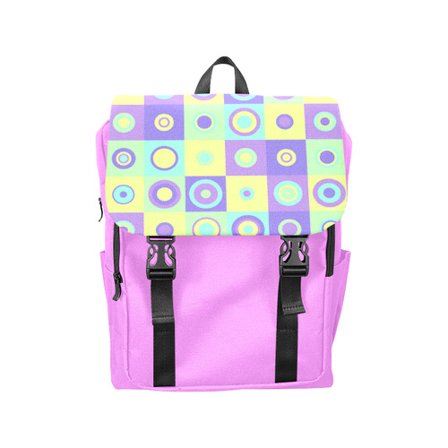 Green and Purple Chequered Buttons Casual Shoulders Backpack (Model 1623)