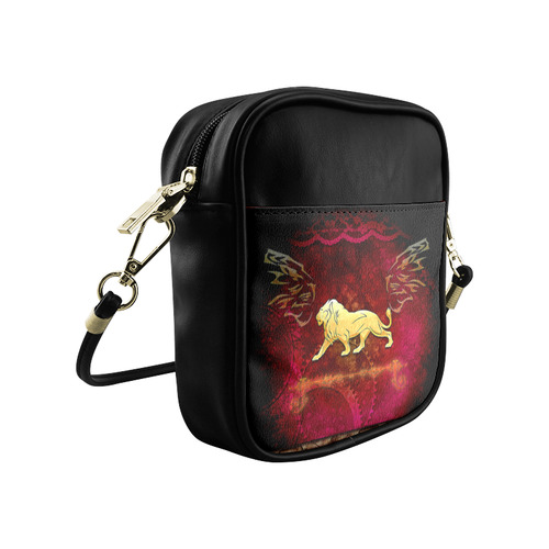 Golden lion on vintage background Sling Bag (Model 1627)