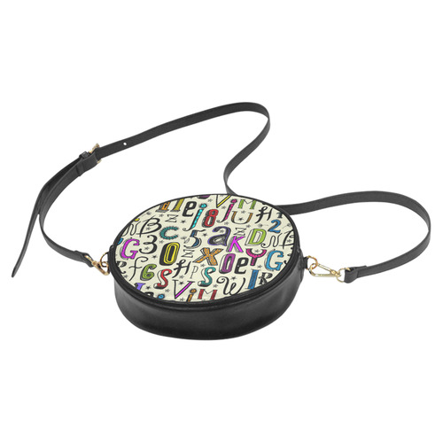 Letters Numbers Stars Typography Pattern Colored Round Sling Bag (Model 1647)