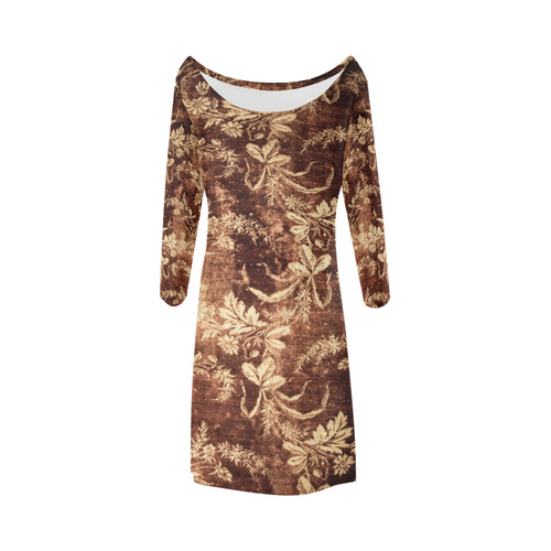 Grunge vintage floral pattern in warm brown Bateau A-Line Skirt (D21)