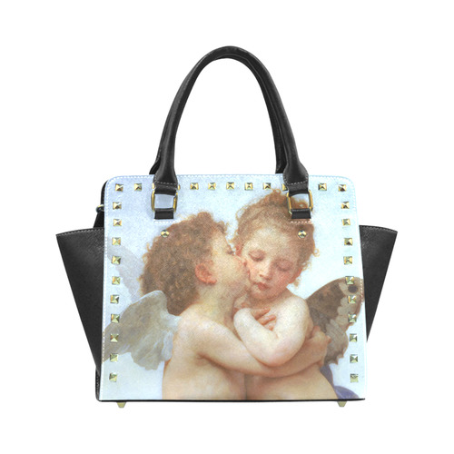 Bouguereau First Kiss Angels Rivet Shoulder Handbag (Model 1645)