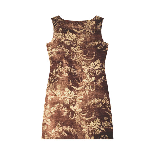 Grunge vintage floral pattern in warm brown Round Collar Dress (D22)