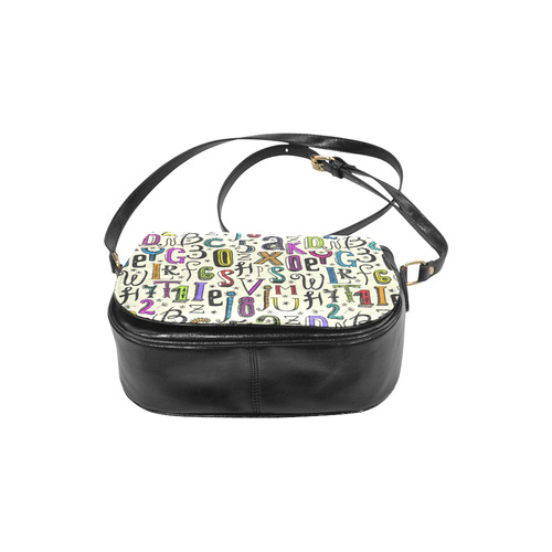 Letters Numbers Stars Typography Pattern Colored Classic Saddle Bag/Small (Model 1648)
