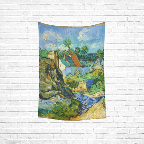 Van Gogh Houses in Auvers Cotton Linen Wall Tapestry 40"x 60"
