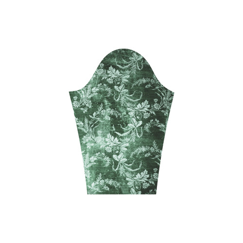 Grunge vintage floral pattern in dark green Round Collar Dress (D22)
