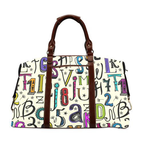 Letters Numbers Stars Typography Pattern Colored Classic Travel Bag (Model 1643) Remake