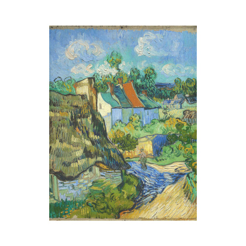 Van Gogh Houses in Auvers Cotton Linen Wall Tapestry 60"x 80"