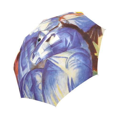 The Tower Of The Blue Horses by Franz Marc Auto-Foldable Umbrella (Model U04)