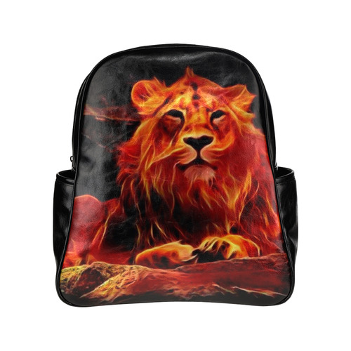 Animal ArtStudio- fiery lion A Multi-Pockets Backpack (Model 1636)