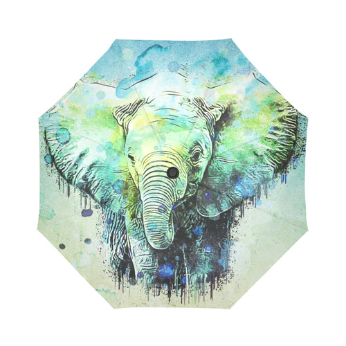 watercolor elephant Auto-Foldable Umbrella (Model U04)