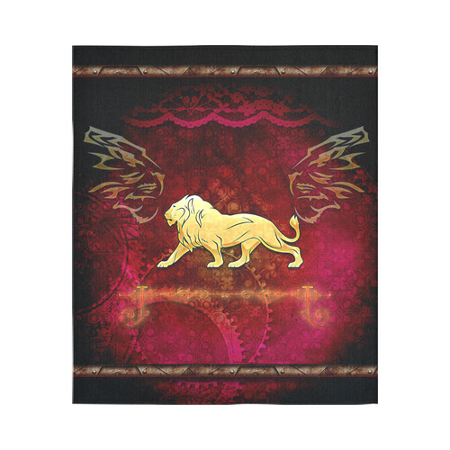 Golden lion on vintage background Cotton Linen Wall Tapestry 51"x 60"