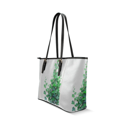Watercolor Ivy - Vines Leather Tote Bag/Large (Model 1640)