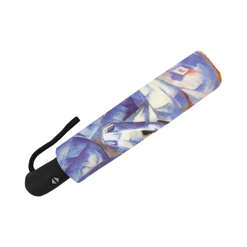 The Tower Of The Blue Horses by Franz Marc Auto-Foldable Umbrella (Model U04)