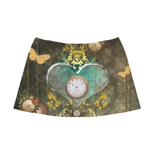 Steampunk, elegant design with heart Mnemosyne Women's Crepe Skirt (Model D16)