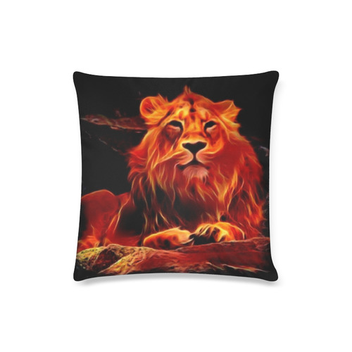 Animal ArtStudio- fiery lion A Custom Zippered Pillow Case 16"x16"(Twin Sides)