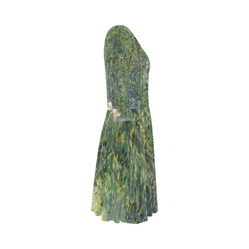 Vincent van Gogh Path in Woods Elbow Sleeve Ice Skater Dress (D20)