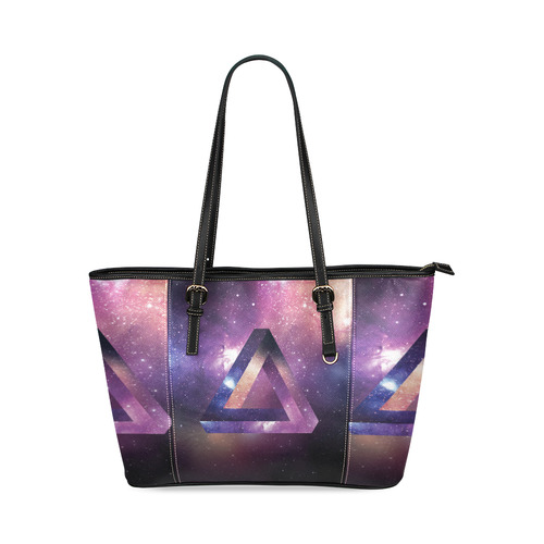 Trendy Purple Space Design Leather Tote Bag/Small (Model 1640)