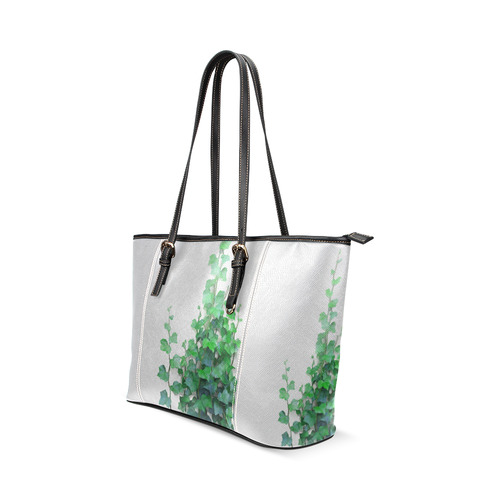 Watercolor Ivy - Vines Leather Tote Bag/Large (Model 1640)