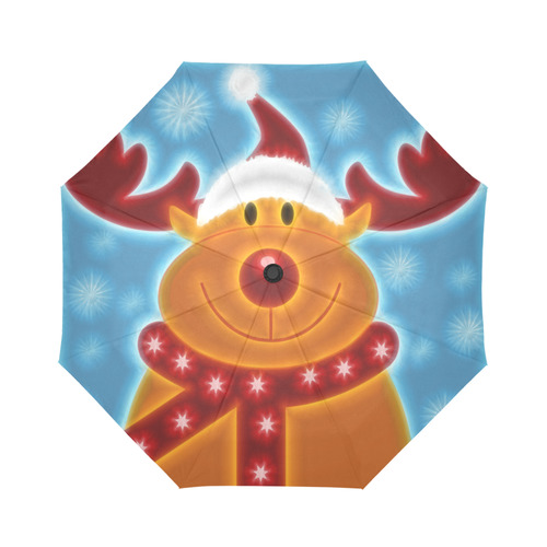 Christmas Reindeer with Red Nose Auto-Foldable Umbrella (Model U04)