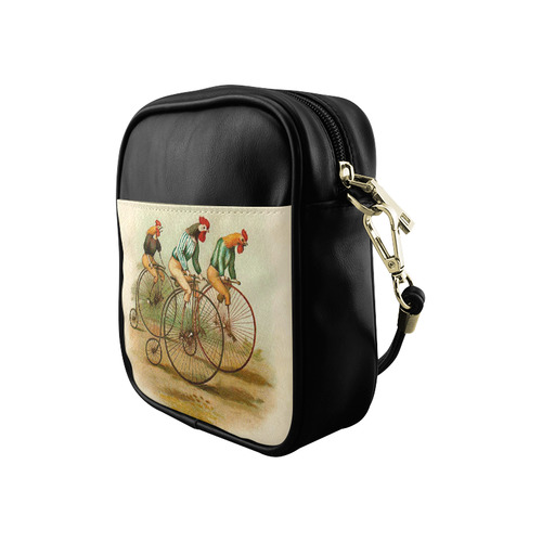 Vintage Bicycle Pennyfarthing Roosters Sling Bag (Model 1627)