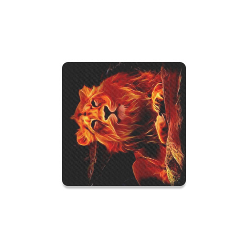 Animal ArtStudio- fiery lion A Square Coaster