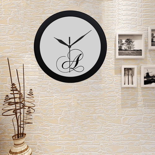 Letter A Classic Black - Jera Nour Circular Plastic Wall clock