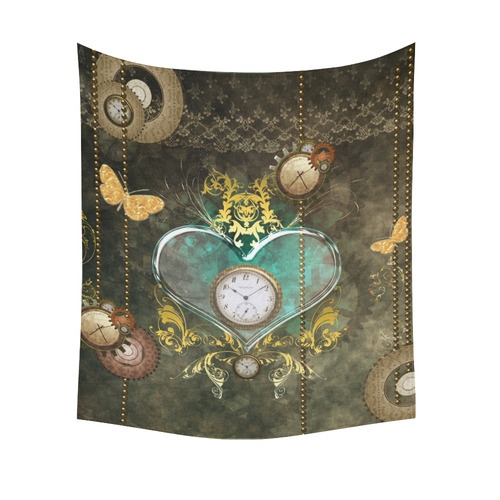 Steampunk, elegant design with heart Cotton Linen Wall Tapestry 51"x 60"