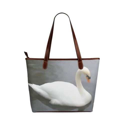 Swan - watercolor Shoulder Tote Bag (Model 1646)