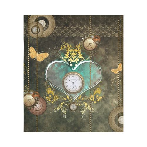 Steampunk, elegant design with heart Cotton Linen Wall Tapestry 51"x 60"