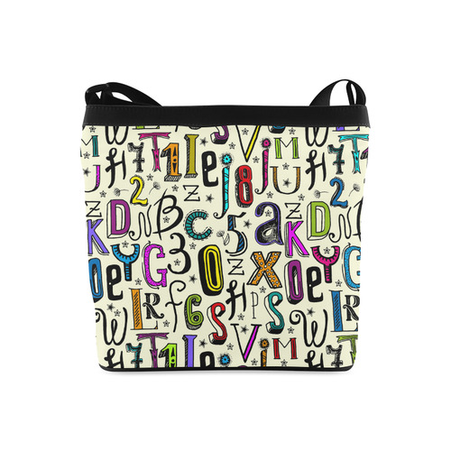 Letters Numbers Stars Typography Pattern Colored Crossbody Bags (Model 1613)