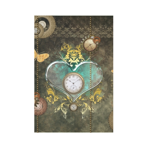 Steampunk, elegant design with heart Cotton Linen Wall Tapestry 60"x 90"