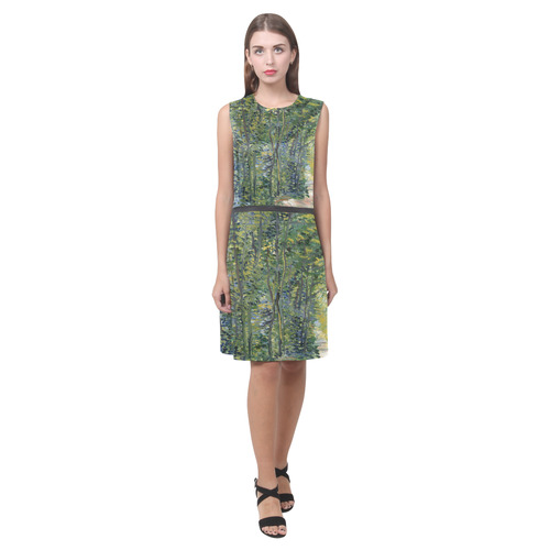 Vincent van Gogh Path in Woods Eos Women's Sleeveless Dress (Model D01)