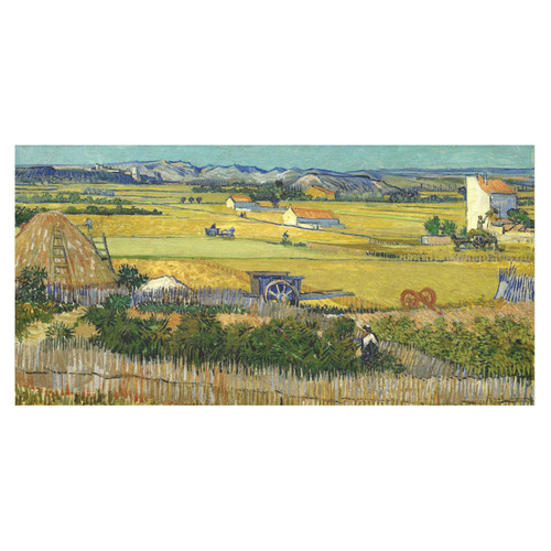 Van Gogh Harvest at La Crau Cotton Linen Tablecloth 60"x120"