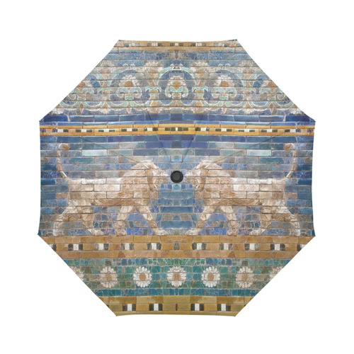 Two Lions And Daisis Mosaic Auto-Foldable Umbrella (Model U04)